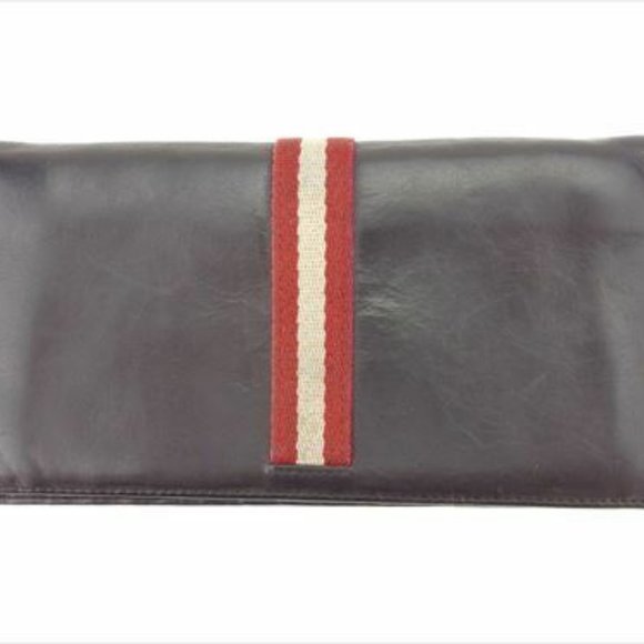 Bally Wallet Purse Brown Red Canvas Leather Woman unisex Authentic Used - Picture 4 of 8